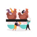 Poultry farming vector concept for web banner, website page