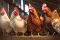 Poultry haven Chickens comfortably settled in a well organized henhouse