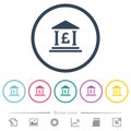 Pound bank office flat color icons in round outlines