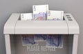 Pound Banknotes In Shredder