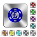 Pound casino chip rounded square steel buttons