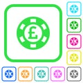 Pound casino chip vivid colored flat icons icons