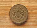 1 Pound coin, reverse side showing Royal Arms representing UK, c