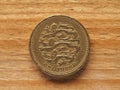 1 Pound coin, reverse side showing three lions passant guardant