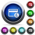 Pound credit card round glossy buttons