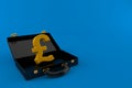 Pound currency inside black briefcase