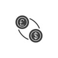 Pound and dollar exchange vector icon