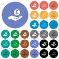 Pound earnings round flat multi colored icons