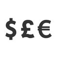 Pound, euro dollar icon illustration flat design Royalty Free Stock Photo