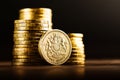 Pound GBP coin and gold money