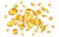Pound gold coins explosion isolated on white background. Vector illustration Royalty Free Stock Photo