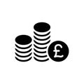 Black solid icon for Pound, cash and coin Royalty Free Stock Photo