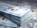 Pound money. Pound sterling banknotes. 10 GBP pounds bills Royalty Free Stock Photo