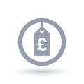 Pound price tag icon - British sale label sign