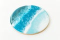 Pound Resin art pound painting with turquoise colors. Ocean made of epoxy art