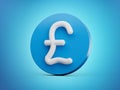 Pound sign icon. currency symbol. Money label. Blue circle button 3d illustration Royalty Free Stock Photo