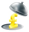 Pound on silver platter concept Royalty Free Stock Photo