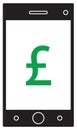 Pound Sterling currency icon or logo on cell, mobile phone or Smartphone screen or display.