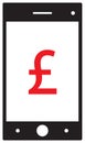 Pound Sterling currency icon or logo on cell, mobile phone or Smartphone screen or display.