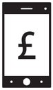 Pound Sterling currency icon or logo on cell, mobile phone or Smartphone screen or display.