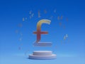 Pound Sterling Currency Podium Platform Abstract Minimal Showcase 3D Illustration