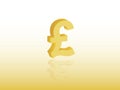 Pound sterling currency vector in gold color for Great Britain on light background