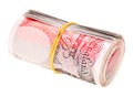 Pound sterling rolled up bank notes
