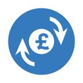 Pound sterling rotation update icon. Blue color vector