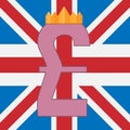 Pound sterling symbol on background of Great Britain flag Royalty Free Stock Photo