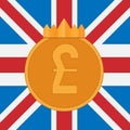 Pound sterling symbol on background of Great Britain flag Royalty Free Stock Photo