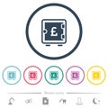 Pound strong box flat color icons in round outlines