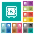 Pound strong box square flat multi colored icons