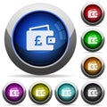 Pound wallet round glossy buttons Royalty Free Stock Photo
