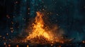 The pounding bline ignites a blazing bonfire illuminating the night and sparking an electrifying atmosphere Royalty Free Stock Photo