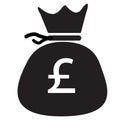 Pounds bag icon on white background. flat style. money bag cash icon for your web site design, logo, app, UI. pound GBP black