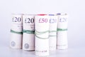 Pounds banknotes on a white background Royalty Free Stock Photo
