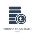 pounds coins stack icon in trendy design style. pounds coins stack icon isolated on white background. pounds coins stack vector Royalty Free Stock Photo