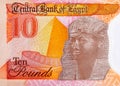 10 Pounds Egypt with the image of Pharaoh Ramses II and the pyramids. Polymer money of Egypt Royalty Free Stock Photo