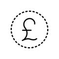 Black line icon for Pounds, british currency and cash