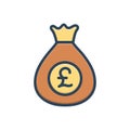 Color illustration icon for Pounds, british and capital cash Royalty Free Stock Photo