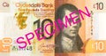 10 Pounds Sterling note issued by Clydesdale Bank PLC specimen reverse