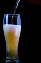Pour beer into a glass on a black background Royalty Free Stock Photo