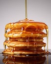 Pour breakfast homemade pancakes plate syrup stack butter food fresh background Royalty Free Stock Photo