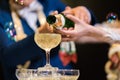 pour champagne, wineglass, celebration, dinner, lover