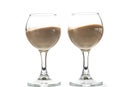 Pour chocolate thick liquor in two round glasses