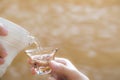 Pouring cold sake Royalty Free Stock Photo