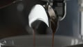 pour double espresso with professional coffee machine
