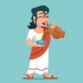 Pour drink jug bowl woman roman female greek character icon water vine design vector illustration Royalty Free Stock Photo