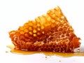 pour honey on honeycomb isolated on white background generative AI Royalty Free Stock Photo