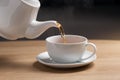 Pour hot tea into a white cup Royalty Free Stock Photo